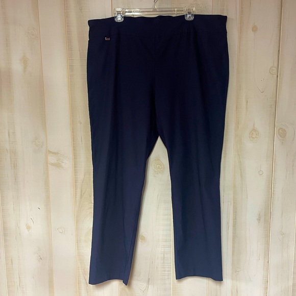 Counterparts Pants - Counterparts Navy Blue Wide Waistband Straight Leg Stretch Pants Sz 22W